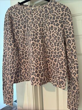 bp Leopard Print Long Sleeve Top - Pink and Black